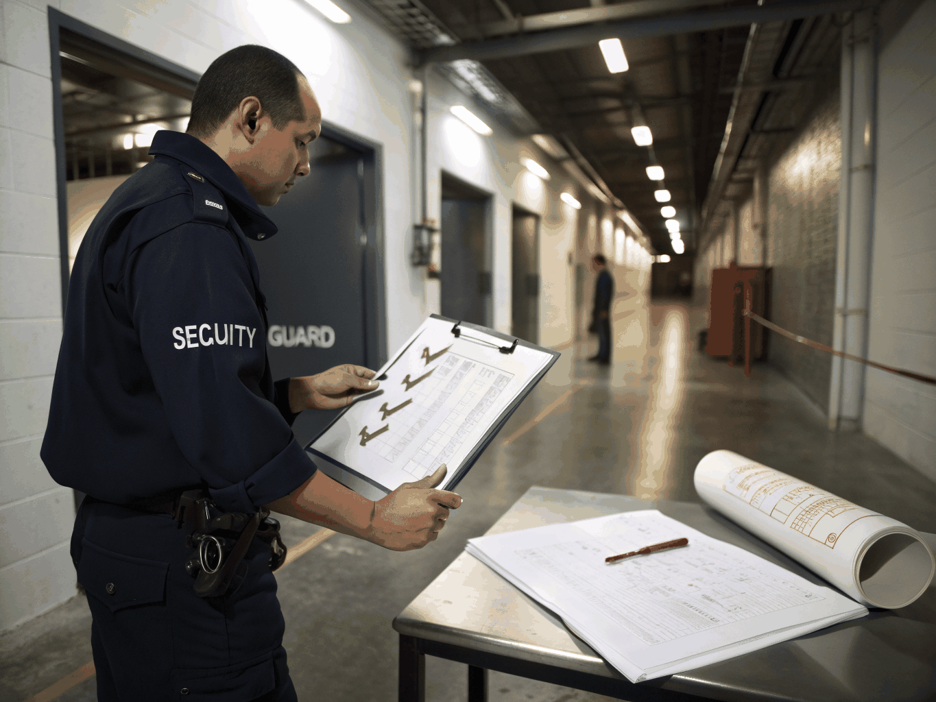 Security team member conducting a routine site check